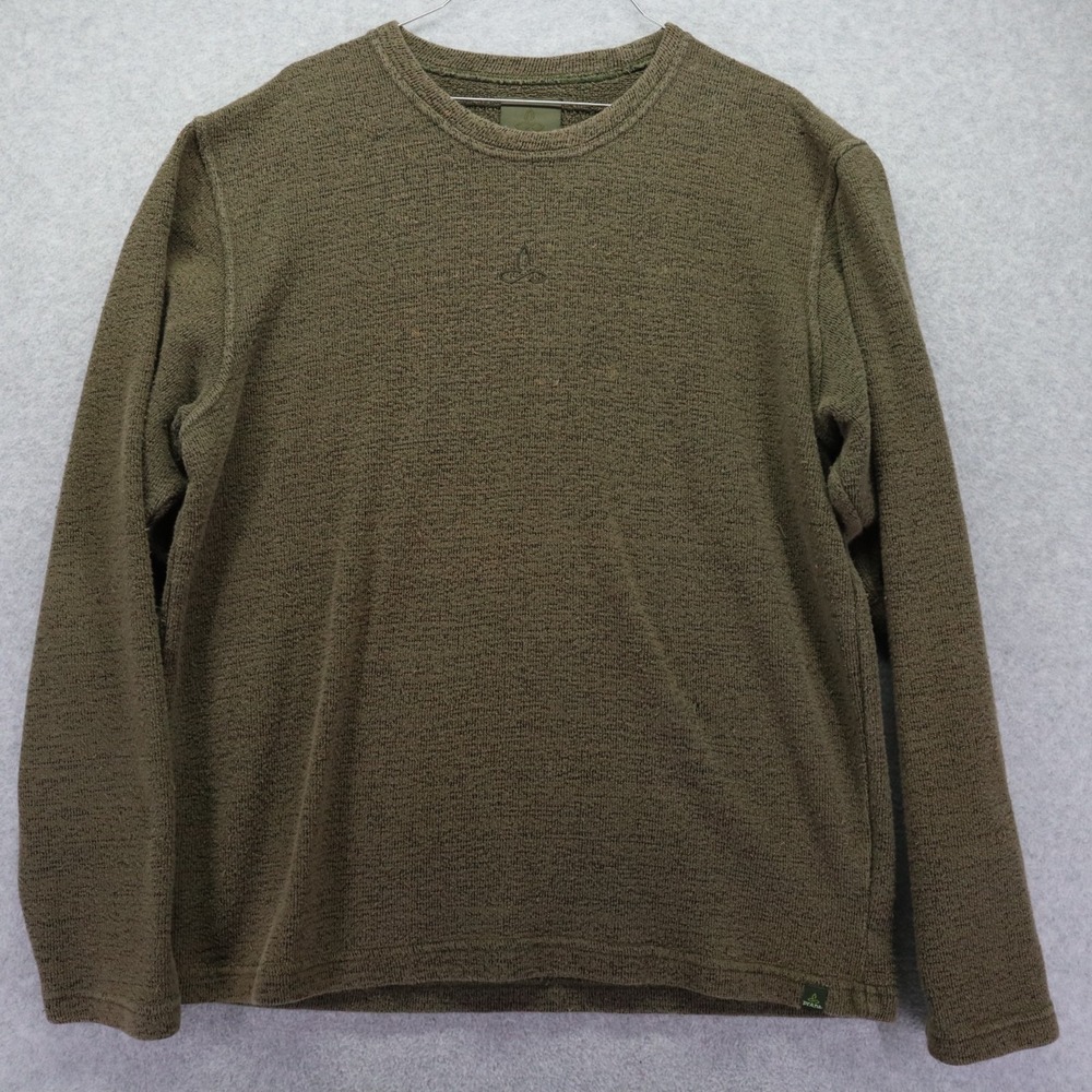 Prana Sweater Mens Large Pullover Knit‎ Crew Neck Casual Moss Green Long Sleeve